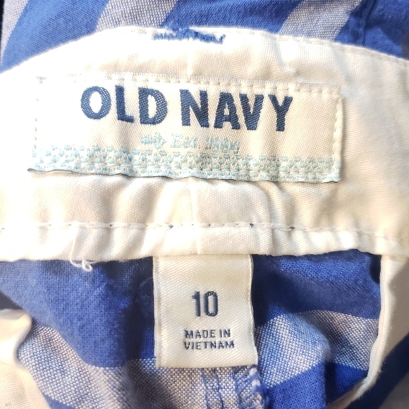 Old Navy Horizontal Striped Shorts Blue Size 10 Chino Spring Summer Casual EUC - Picture 3 of 5
